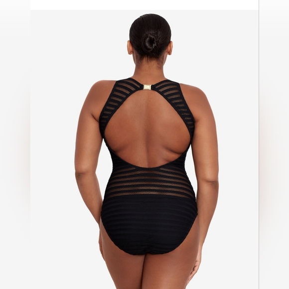 RALPH LAUREN WOMENS BOAT NECK OPEN BACK ONE PIECE SWIM SUIT SIZE 10 NWT - Picture 2 of 5